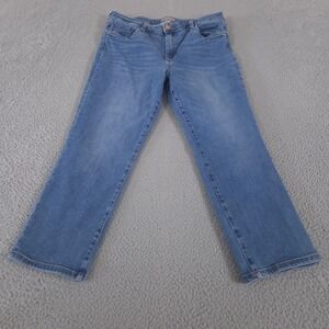 Kut from the Kloth Jeans Women 14 Blue Catherine Crop Straight Leg Cotton Tencel